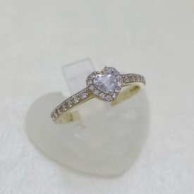 Szív sokköves sárga arany gyűrű