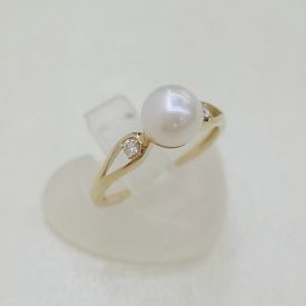 Tenyésztett gyöngy +2 kő sárga arany gyűrű